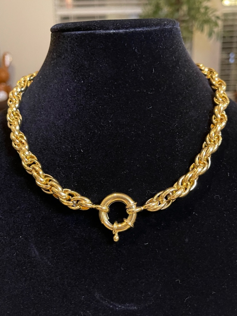 Vintage Braided Rope Link Necklace with Bolt Ring Clasp